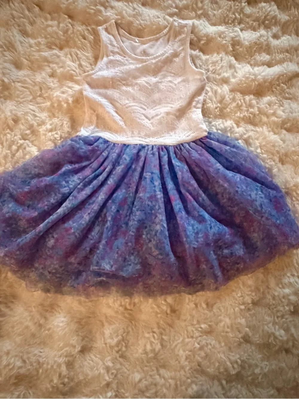The Children's Place White Lace Bodice Purple Blue Tulle Dress